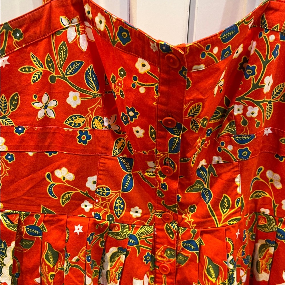 Tory Burch Orange Floral Pleated Fernanda Dress Clemson Syracuse - Picture 7 of 7